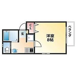 パレッタ安井 1階1Kの間取り