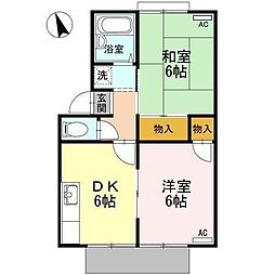 アーバン　ツインピア　2棟 1階2DKの間取り