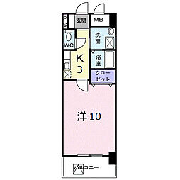 エレガンス・ＳＴ 6階1Kの間取り