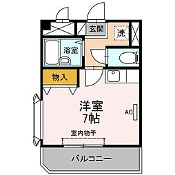 レガシィ小杉 4階ワンルームの間取り