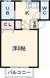 アスピレメゾン 1Kの間取図画像
