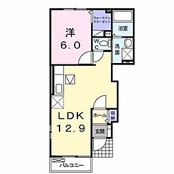 レッジェンダＡ 1階1LDKの間取り