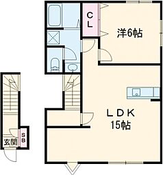 K-ideal TOSUII B棟(ケーディアルトスII) 1LDKの間取図画像