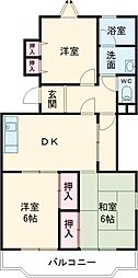 ベルハイムOKADA 2階3DKの間取り