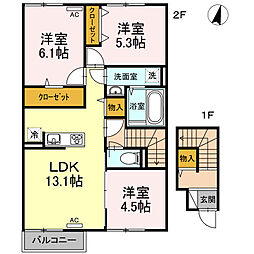 ウェルスB 3LDKの間取図画像