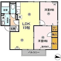 エスポワール　A棟 1階2LDKの間取り