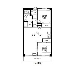 サンプラザ湘南 2LDKの間取図画像
