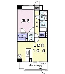 フォレスト光 1階1LDKの間取り