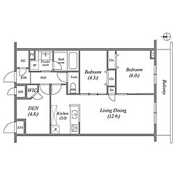 プライムガーデン若木 5階2LDKの間取り