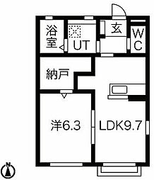ソル・レヴァンテ小金井 1階1LDKの間取り