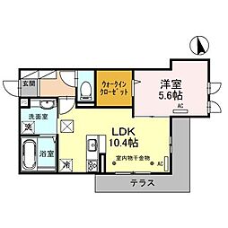 JR上越線 高崎問屋町駅 徒歩14分の賃貸アパート 1階1LDKの間取り