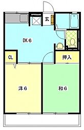 COZY弥生 2DKの間取図画像