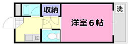 ラ・ヴィJK 2階1Kの間取り