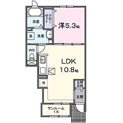 グレイスヴィラ一番館 1LDKの間取図画像