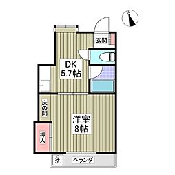 東武小泉線 西小泉駅 徒歩10分の賃貸アパート 1階1DKの間取り