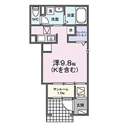 深谷市上野台アパート ワンルームの間取図画像