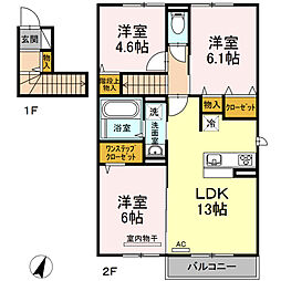 アーク伊都の杜　B棟 2階3LDKの間取り