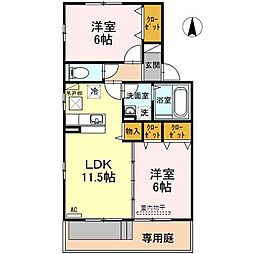 メゾン・ドゥジェームB 2LDKの間取図画像