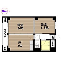 宮リバーハイツ 2DKの間取図画像