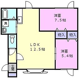 ノーザンベル 2LDKの間取図画像