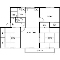 セジュール湊高台　Ａ 2階3LDKの間取り