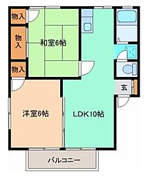 ファインコートＢ 1階2LDKの間取り