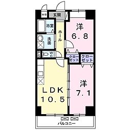 コスモ 4階2LDKの間取り