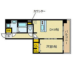 プレサンス京都天使突抜奏 1DKの間取図画像