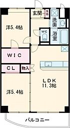 愛暮利伊フォーチュン北湊1 2LDKの間取図画像