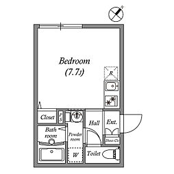 ＬＥＧＡＬＡＮＤ都立大学II 3階ワンルームの間取り