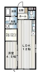 BOXMWEST 1LDKの間取図画像
