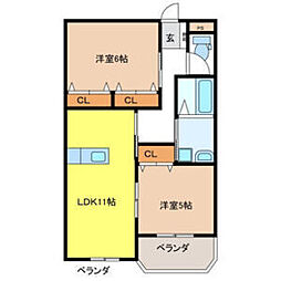 シャトーみずほ 2LDKの間取図画像