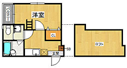 コンフォートベネフィス箱崎8 2階1Kの間取り