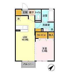 リジェール 2階1LDKの間取り