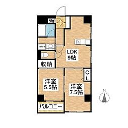 アネックス徳川西 2LDKの間取図画像