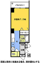 ラメール二番館 6階ワンルームの間取り