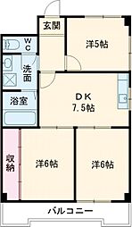 サンシティ88 3階3DKの間取り