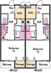 東武東上線 東松山駅 徒歩12分の賃貸アパート 1階1Kの間取り