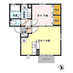 セジュール　モア 2階1LDKの間取り