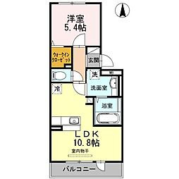 Ｒ・ブラウン 2階1LDKの間取り