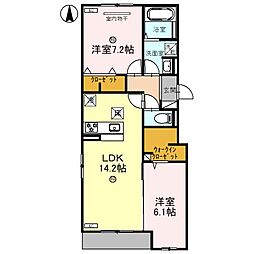 阪急神戸本線 塚口駅 徒歩10分の賃貸アパート 1階2LDKの間取り