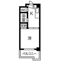 サン・ウエダビルI 1階1Kの間取り