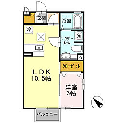 セジュールヤマザキA 1LDKの間取図画像