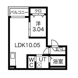 Jack funairiII 2階1LDKの間取り