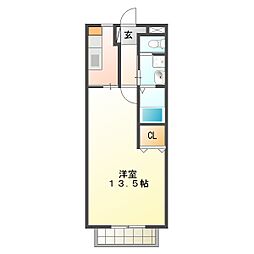サウス・アヴェニュー 3階1Kの間取り