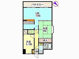 広島高速交通アストラムライン 毘沙門台駅 徒歩2分の賃貸マンション 4階2LDKの間取り