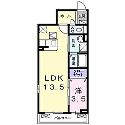 カームリートスィーム 1LDKの間取図画像