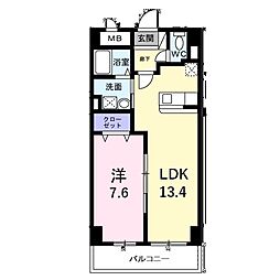 グランドライン 1LDKの間取図画像