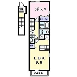 アグリフォーリオB 1LDKの間取図画像