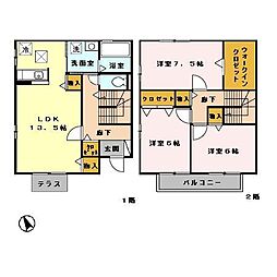 グロワール　Ｂ 1階3LDKの間取り